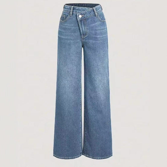 Artisio | Women Asymmetrical Wide Leg Jeans