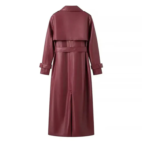 Adeline Leather Belted Coat