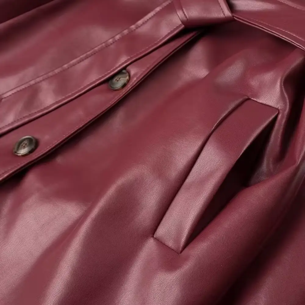 Adeline Leather Belted Coat
